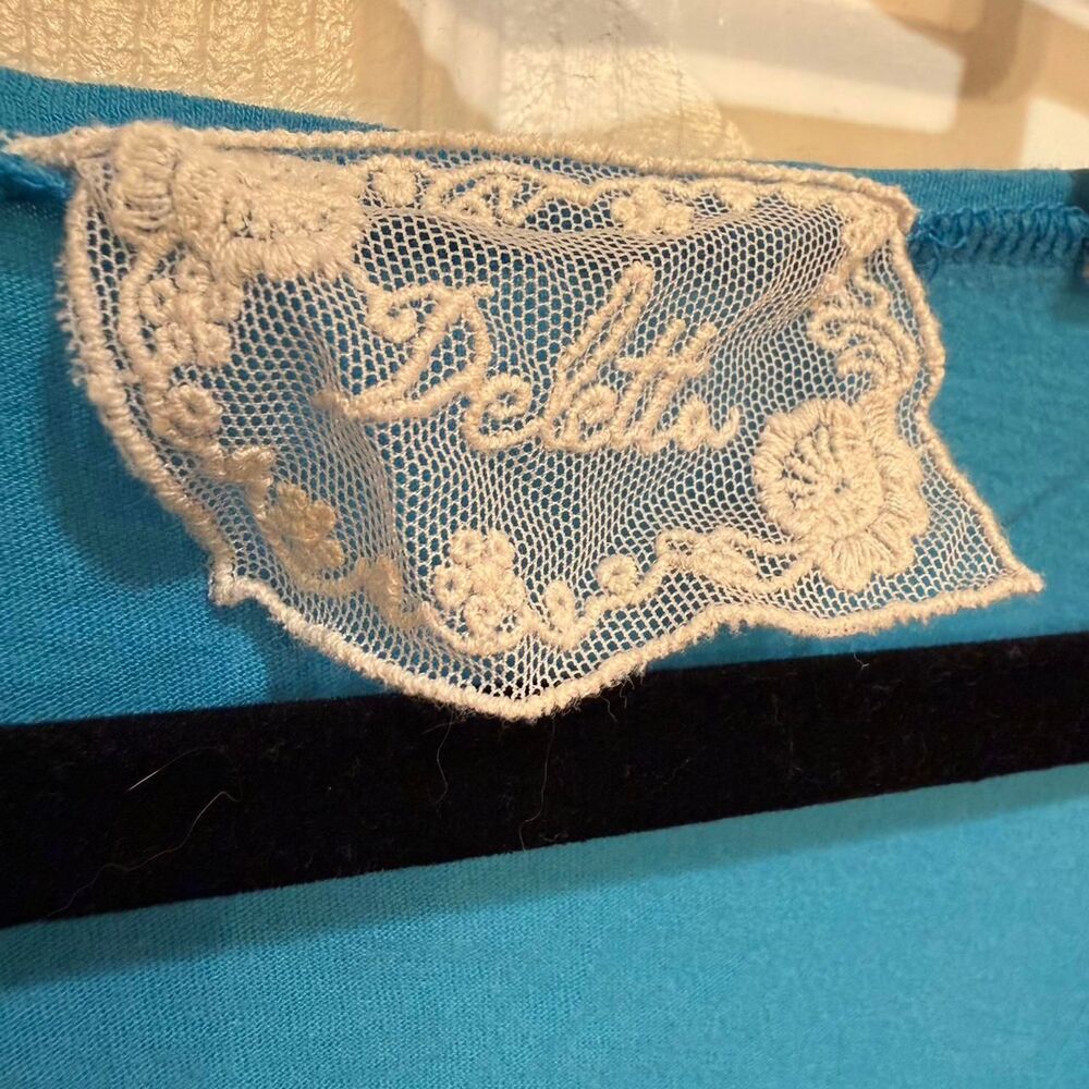 Anthropologie Women's Unique Deletta Blue Scoop Neck Bohemian T-shirt Top - Picture 2 of 6